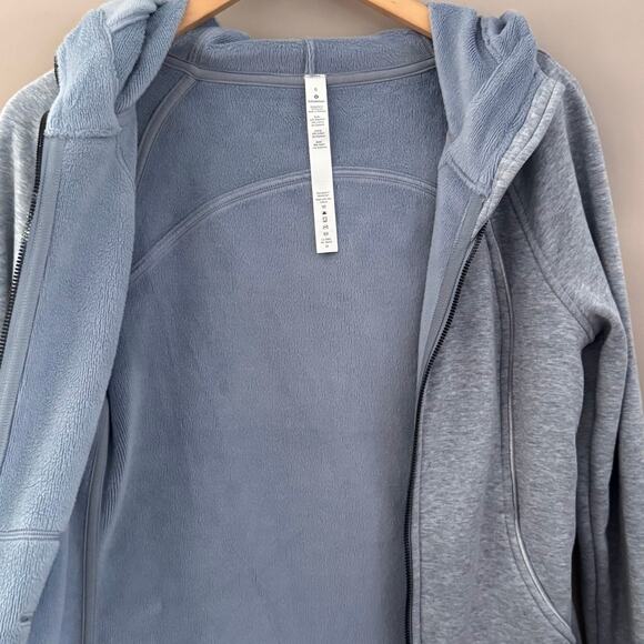 Lululemon Plush Scuba Hoodie Heathered Light Blue W4ATWS Size 6 - Picture 3 of 7